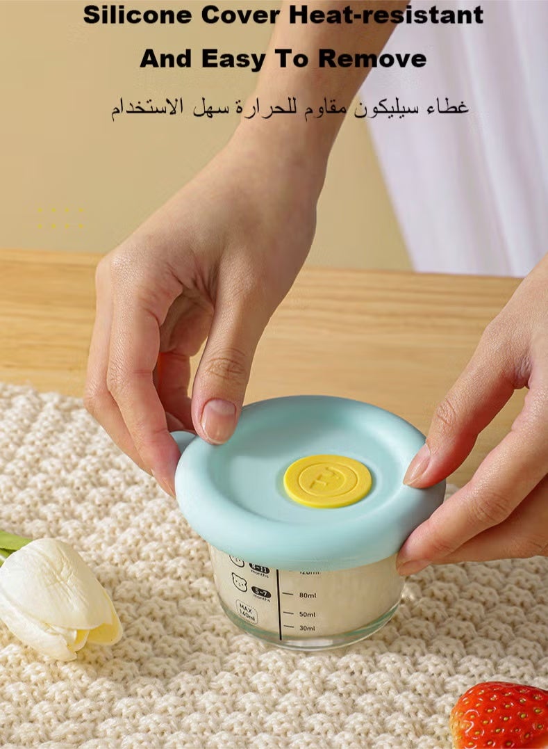 ColaBear 3 PCS Square Baby Food Containers, Reusable Infant Food Storage Jars, Small Snack Container with Lids for Infant & Babies, Microwave & Dishwasher Friendly - Image 4